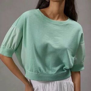 NWOT Pilcro by Anthropologie cropped batwing sweatshirt size large mint green